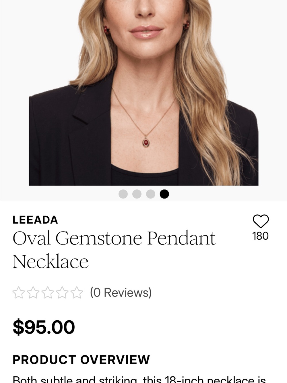 Leeada Oval Gemstone Pendant Necklace New